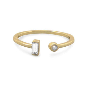 14 Karat Gold Plated Open Design CZ Ring - Joyeria Lady