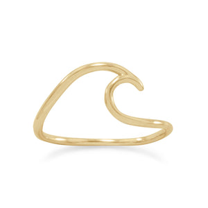 14 Karat Gold Plated Wave Ring - Joyeria Lady