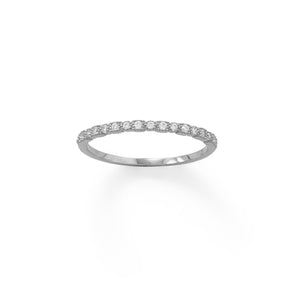 Rhodium Plated Thin CZ Ring - Joyeria Lady