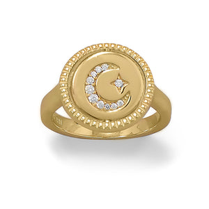 Reversible CZ Star and Moon Ring - Joyeria Lady