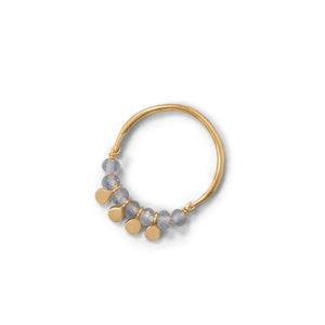 14 Karat Gold Plated Labradorite Bead and Disk Ring - Joyeria Lady