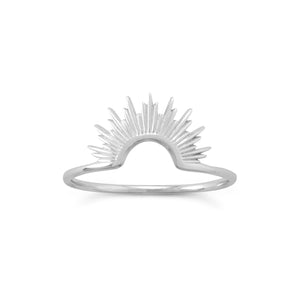 "Shine On!" Shiny Silver Sunburst Ring - Joyeria Lady