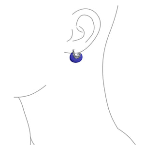 Boho Gemstone Crescent Hoop Earrings Caviar Bead 925 Sterling Silver