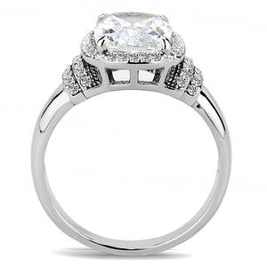 DA024 High polished (no plating) Stainless Steel Ring with Cubic in Clear