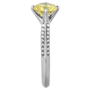 DA037 - High polished (no plating) Stainless Steel Ring with AAA Grade CZ  in Topaz