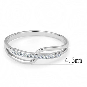 DA045 - High polished (no plating) Stainless Steel Ring with AAA Grade CZ  in Clear