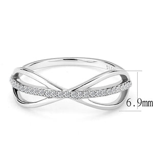 DA046 - High polished (no plating) Stainless Steel Ring with AAA Grade CZ  in Clear