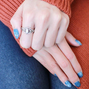 DA133 - High polished (no plating) Stainless Steel Ring with AAA Grade CZ  in Clear