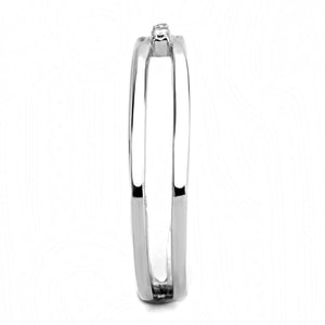 DA160 - High polished (no plating) Stainless Steel Ring with AAA Grade CZ  in Clear