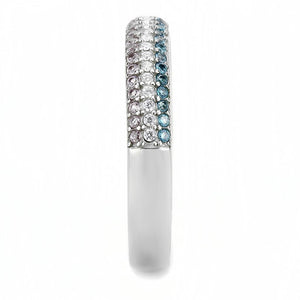 DA232 - High polished (no plating) Stainless Steel Ring with AAA Grade CZ  in Multi Color