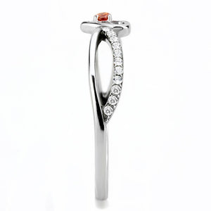 DA235 - High polished (no plating) Stainless Steel Ring with AAA Grade CZ  in Orange