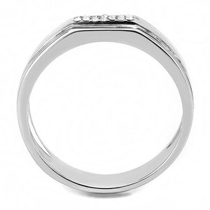 DA254 High polished (no plating) Stainless Steel Ring with AAA Grade CZ in Clear