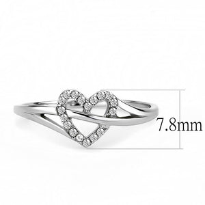 DA259 - High polished (no plating) Stainless Steel Ring with AAA Grade CZ  in Clear
