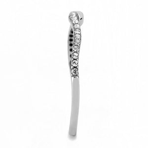 DA263 - High polished (no plating) Stainless Steel Ring with AAA Grade CZ  in Clear