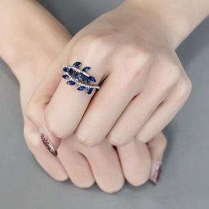 DA274 High polished (no plating) Stainless Steel Ring with Synthetic in London Blue