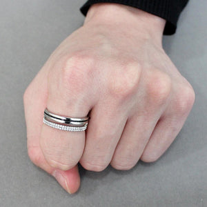 DA275 High polished (no plating) Stainless Steel Ring with AAA Grade CZ in Clear