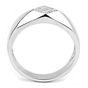 DA288 High polished (no plating) Stainless Steel Ring with AAA Grade CZ in Clear