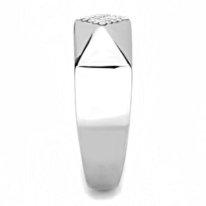 DA288 High polished (no plating) Stainless Steel Ring with AAA Grade CZ in Clear