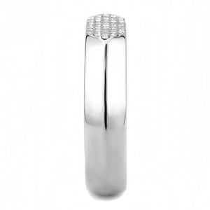 DA302 No Plating Stainless Steel Ring with AAA Grade CZ in Clear