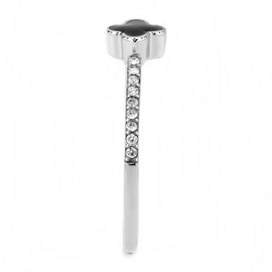 DA320 - No Plating Stainless Steel Ring with Epoxy  in Jet