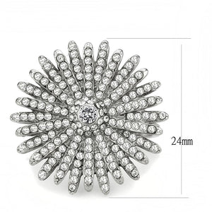 DA364 High polished (no plating) Stainless Steel Ring with AAA Grade CZ in Clear