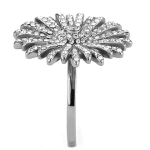 DA364 High polished (no plating) Stainless Steel Ring with AAA Grade CZ in Clear