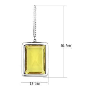 DA378 High polished (no plating) Stainless Steel Earrings with Top Grade Crystal in Topaz
