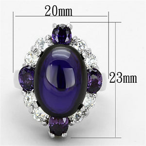 LO2947 Rhodium Brass Ring with AAA Grade CZ in Fuchsia