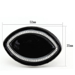 LO3217 Rhodium Brass Ring with Top Grade Crystal in Clear