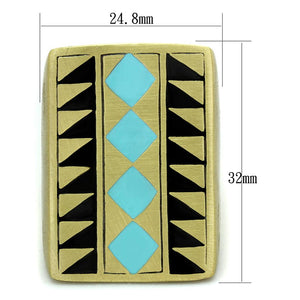 LO3595 Antique Copper Brass Ring with Epoxy in Turquoise