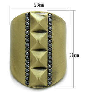 LO3608 Antique Copper Brass Ring with Top Grade Crystal in Hematite