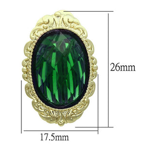 LO3668 Gold & Brush Brass Earrings with Synthetic in Emerald