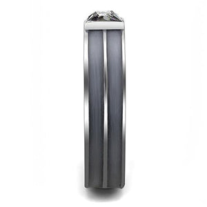 LOA1341 High polished (no plating) Stainless Steel Ring with Top Grade Crystal in Black Diamond