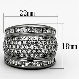 LOA894 Ruthenium Brass Ring with AAA Grade CZ in Clear