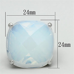 LOA910 Rhodium Brass Ring with Synthetic in Aurora Borealis (Rainbow Effect)