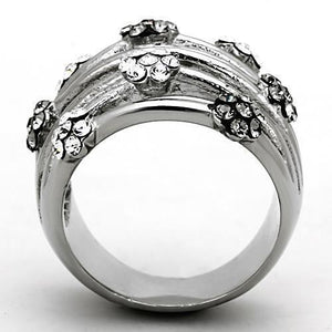 LOATK1372 - High polished (no plating) Stainless Steel Ring with Epoxy  in Jet