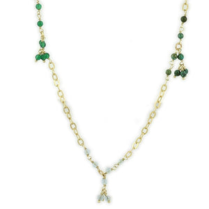 LOS793 Matte Gold 925 Sterling Silver Necklace with Synthetic in Multi Color