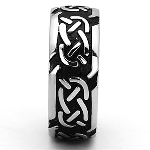 TK1197 High polished (no plating) Stainless Steel Ring with Epoxy in Jet