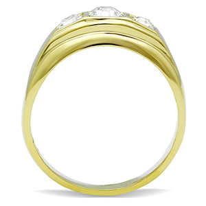 TK119G IP Gold(Ion Plating) Stainless Steel Ring with Top Grade Crystal in Clear