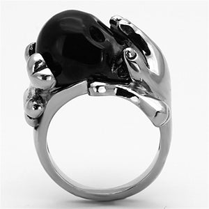 TK1206 Two-Tone IP Black Stainless Steel Ring with Epoxy in Jet
