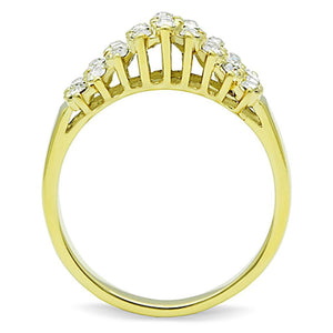 TK1384 - IP Gold(Ion Plating) Stainless Steel Ring with Top Grade Crystal  in Clear