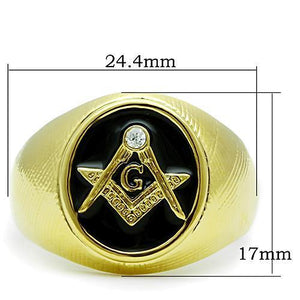 TK1403 IP Gold(Ion Plating) Stainless Steel Ring with Top Grade Crystal in Clear