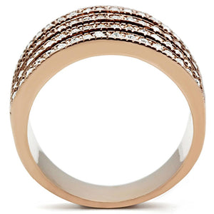 TK1492 IP Rose Gold(Ion Plating) Stainless Steel Ring with AAA Grade CZ in Clear