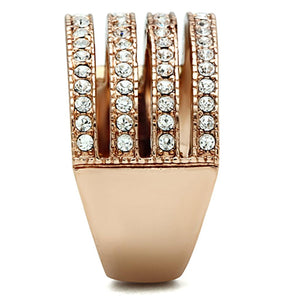 TK1492 IP Rose Gold(Ion Plating) Stainless Steel Ring with AAA Grade CZ in Clear