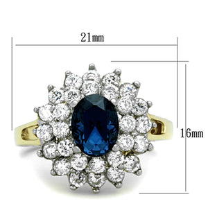TK1572 - Two-Tone IP Gold (Ion Plating) Stainless Steel Ring with Top Grade Crystal  in Montana