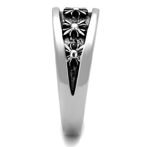 TK1603 High polished (no plating) Stainless Steel Ring with Epoxy in Jet