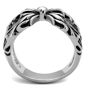 TK1605 High polished (no plating) Stainless Steel Ring with Epoxy in Jet