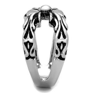 TK1605 High polished (no plating) Stainless Steel Ring with Epoxy in Jet