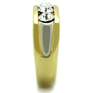 TK1615 Two-Tone IP Gold (Ion Plating) Stainless Steel Ring with Top Grade Crystal in Clear