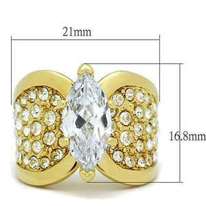TK1672 IP Gold(Ion Plating) Stainless Steel Ring with AAA Grade CZ in Clear